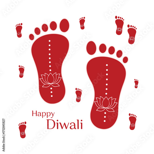 Diwali Footprints Durga Puja – Red Pixel Art