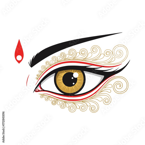 Durga Eye - Gold-Red Illustration