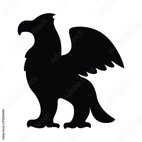 Vector black griffin illustration mythical creature heraldic beast silhouette design element art