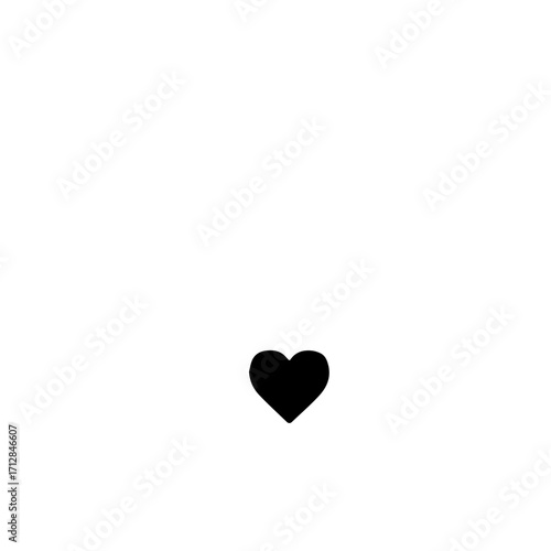 Simple Black Heart Shape Isolated on White Background Love Symbol.