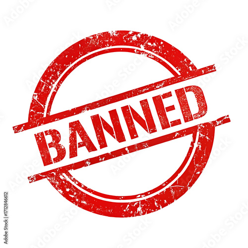 Red banned stamp symbol isolated on transparent background