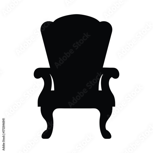 Download high resolution black silhouette of an antique armchair vintage furniture design element