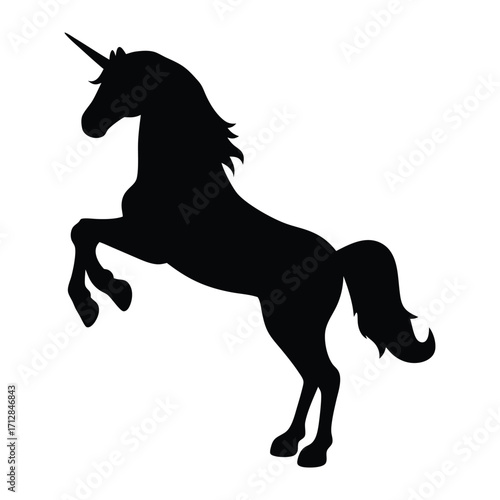 Unicorn silhouette vector illustration standing rearing up mythical creature fantasy horse art