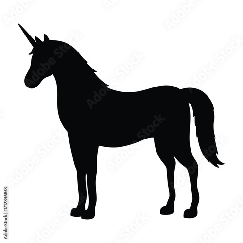 Unicorn silhouette vector illustration magical creature fantasy horse horned animal design graphic art