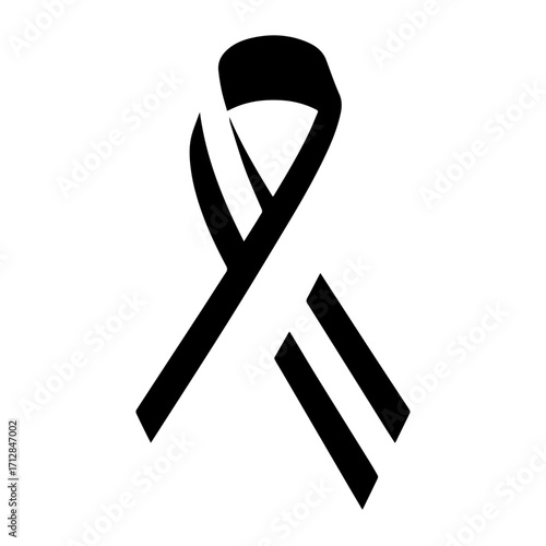 Black and White Ribbon Symbol for Awareness and Support.