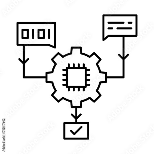 Large language models, NLP processing, Text generation, AI language models, Machine learning models, and Deep learning. Vector line icon with editable stroke.
