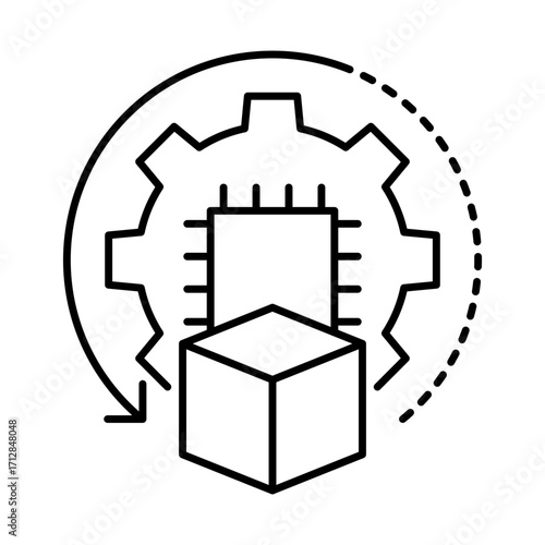 Zero-shot learning, Task classification, Machine learning, AI adaptability, No training data, and Generalization. Vector line icon with editable stroke.