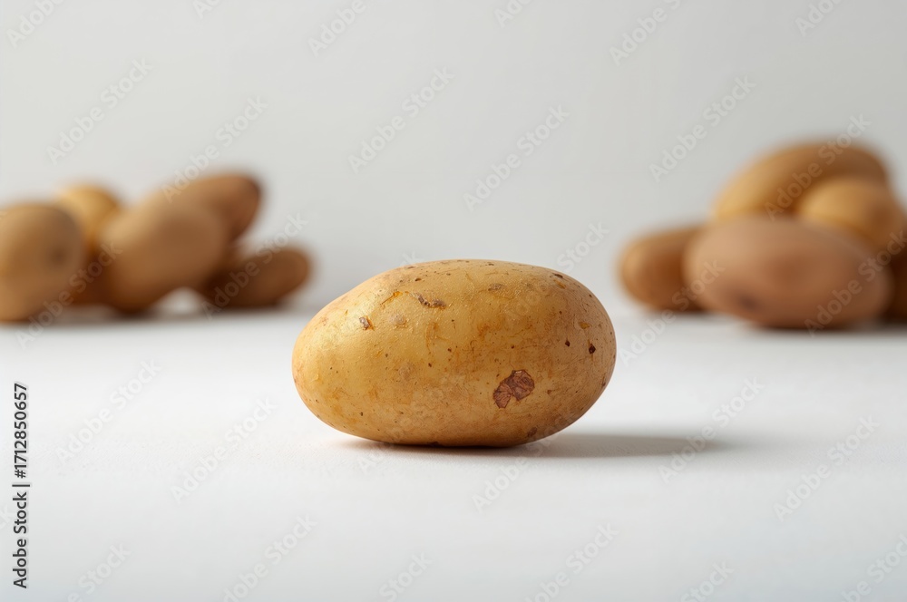 Fototapeta premium White background showcasing a single potato