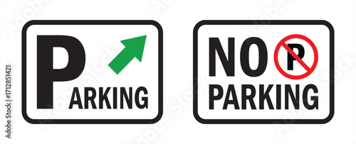 Printable vector illustration of parking and no parking sign