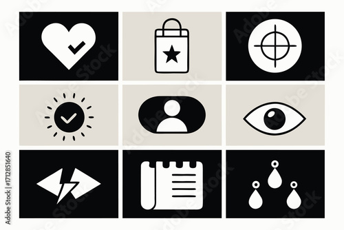 Nine Minimalist Icons for Branding and UI Design