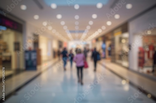 Wallpaper Mural Blurred perspective view of a corridor inside a retail center showcasing bokeh lights and figures in the distance. Torontodigital.ca