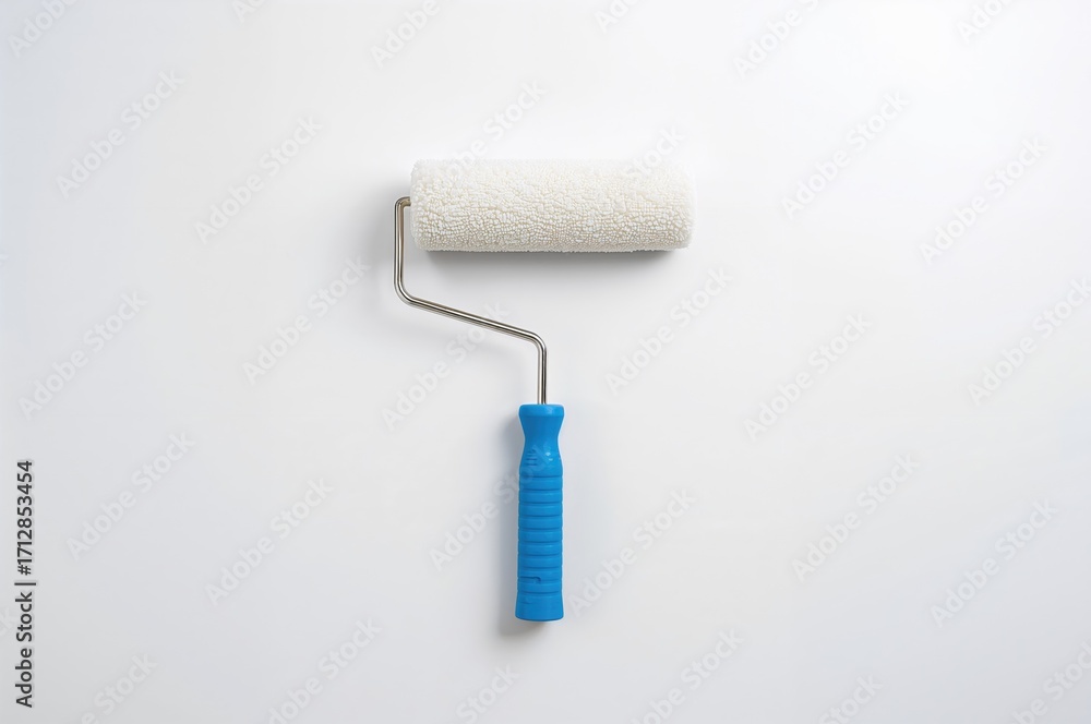 Obraz premium Paint roller on a plain white backdrop