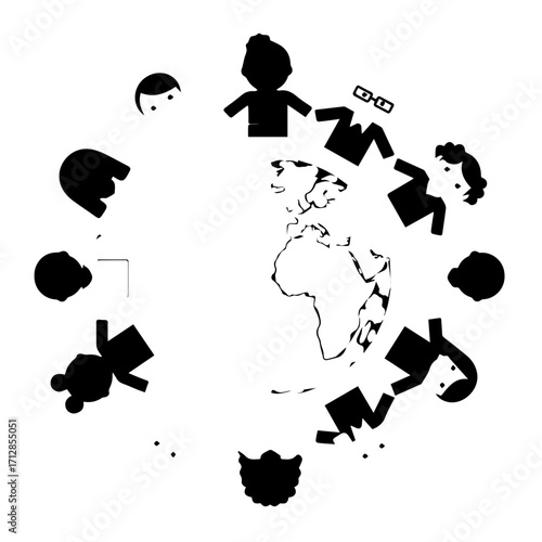 Symbolic Illustration of Diverse People Holding Hands Around the World.