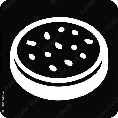 Simple white bowl filled with white beans or grains simple icon graphic design element minimalist food symbol