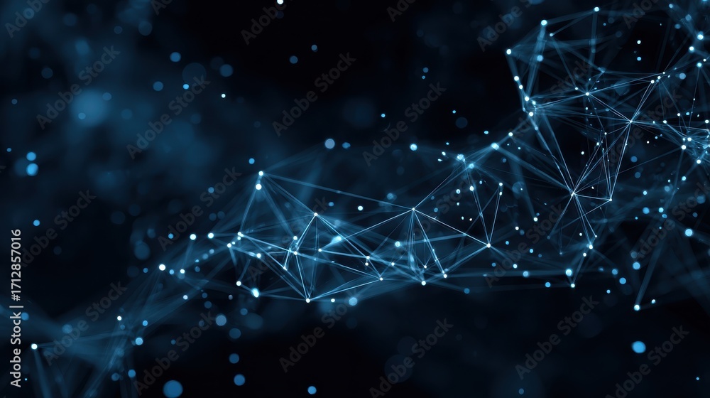 Obraz premium abstract blue network of connected dots and lines on a dark background creating a modern design