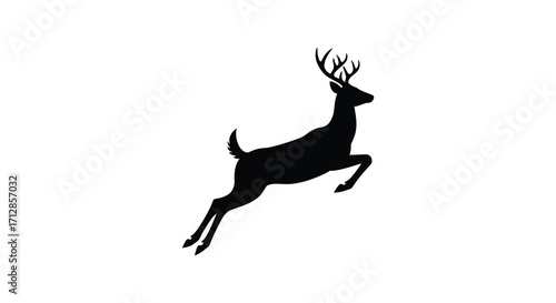 A majestic leaping deer captured in striking black silhouette