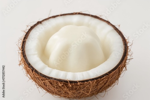 Wallpaper Mural Jelly pudding made from young coconut presented in a coconut shell on a white backdrop Torontodigital.ca