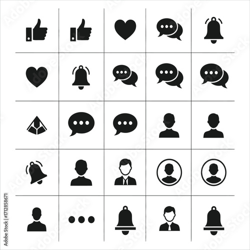 Social Media Icons Set Black and White Vector Collection