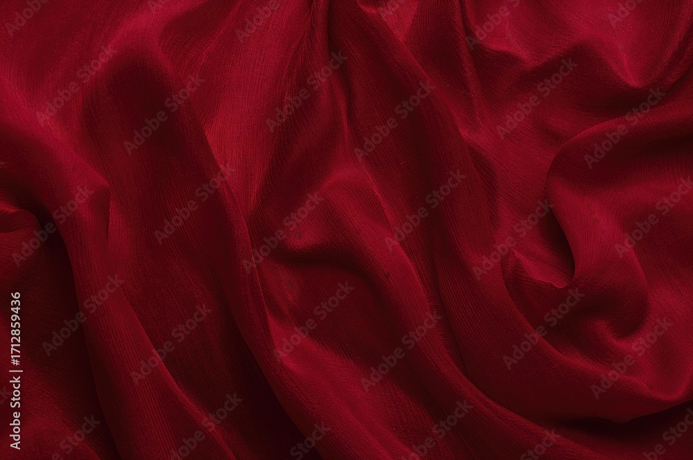 Obraz premium Rich ruby red silk material with fine crimson texture, elegant rose-colored dress fabric.