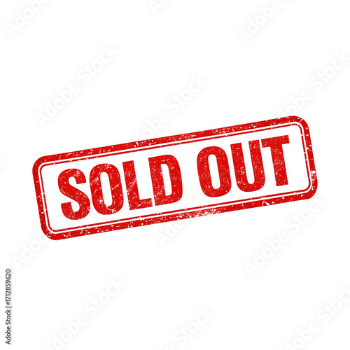 Red sold out stamp isolated on transparent background