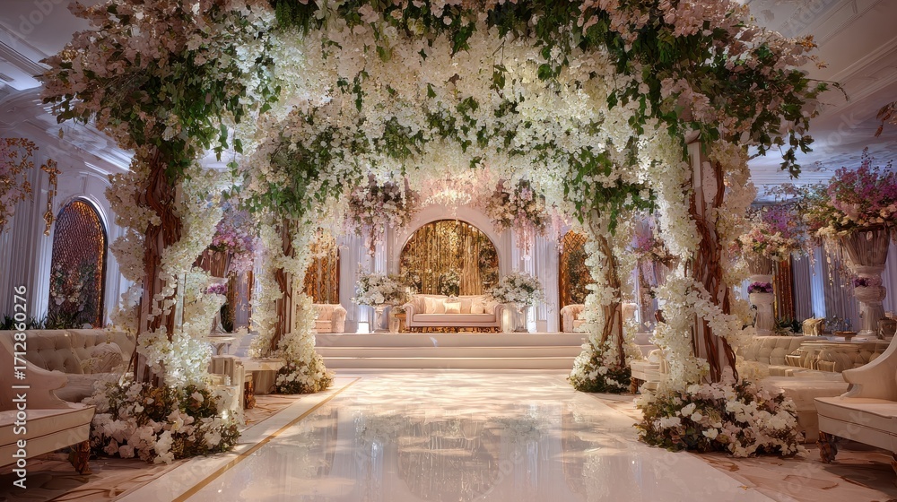 Fototapeta premium a wedding planner ensures every detail from the venue to the bridal gown and bridesmaid dresses is perfect creating a dream celebration for the bride and groom
