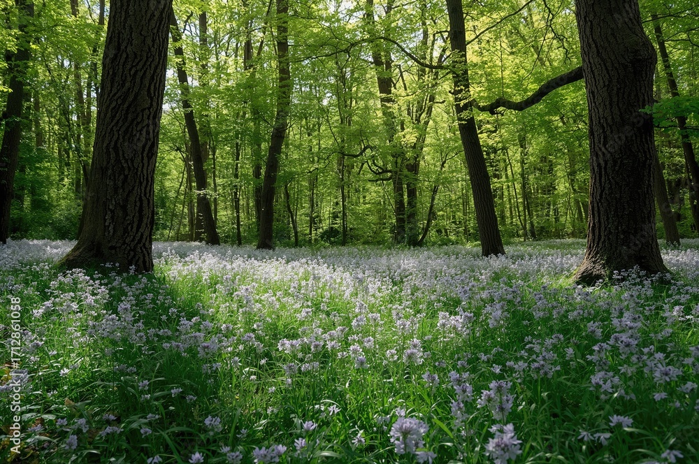 Obraz premium Immerse in the peaceful harmony of the natural world, where lush greens create a vivid canvas of calm and vitality.