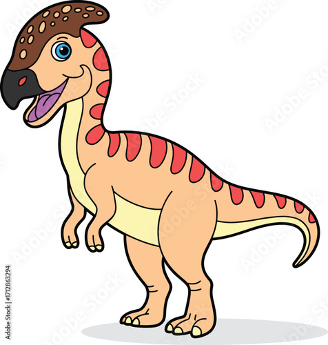 Cute cartoon dinosaur illustration, funny prehistoric animal art, colorful jurassic character design, dinosaur clipart drawing for kids, educational children artwork