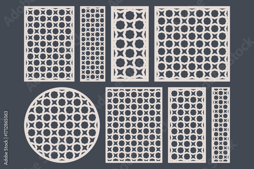 Laser cut decorative panel collection assorted multi-format featuring ornamental filigree for decorative panel usage