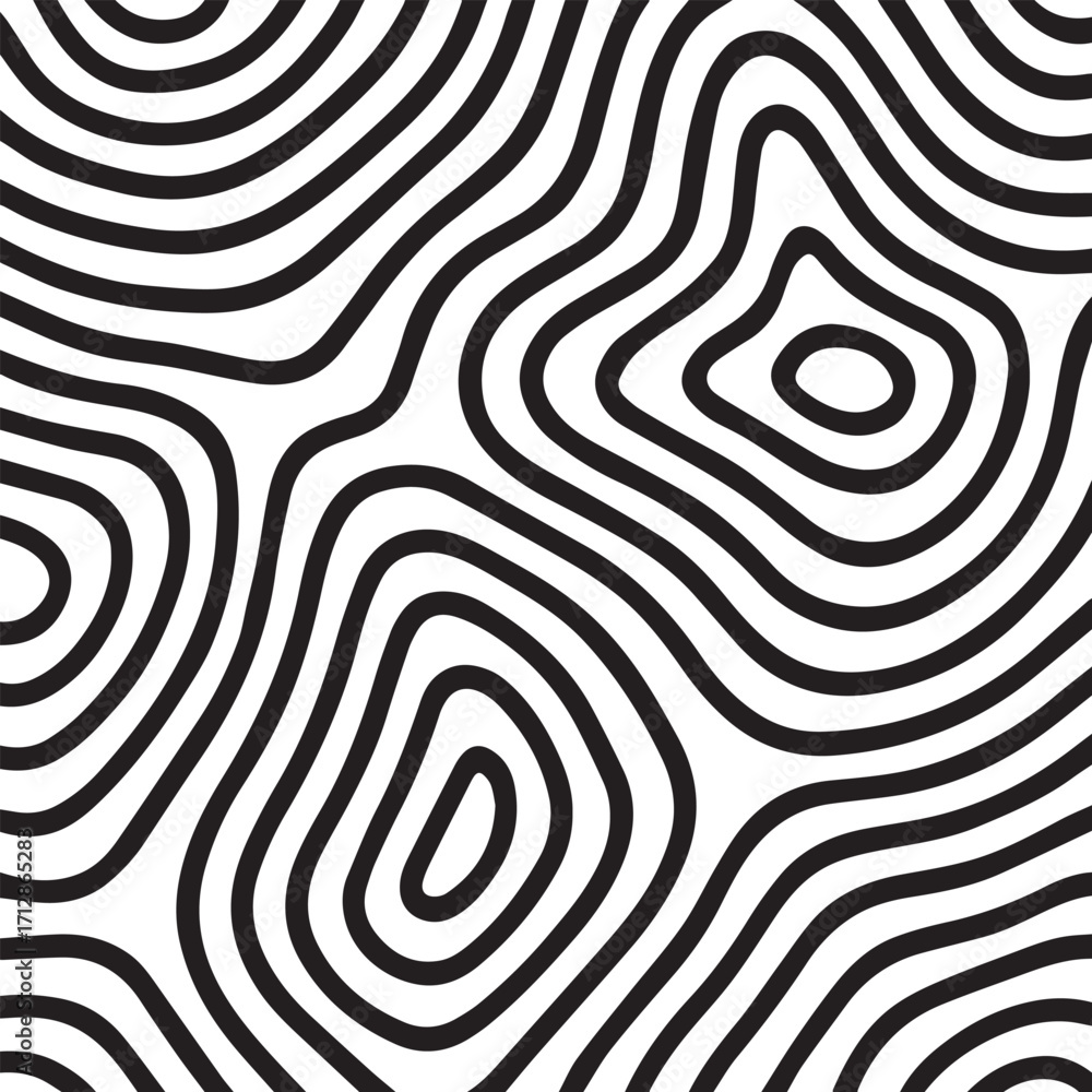 Fototapeta premium Abstract black and white topographic contour lines creating a mesmerizing organic pattern with a sense of depth and movement
