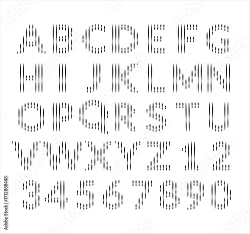 english font and number alphabet isolated on white background. vector illustration.