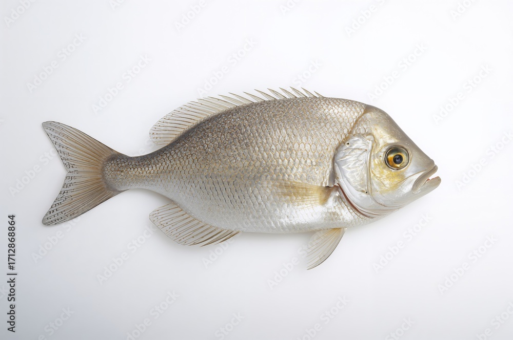 Fototapeta premium Big bream fish on a plain white backdrop