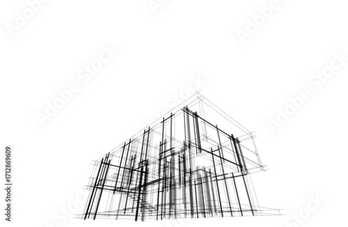 architectural drawing 3d vector illustration