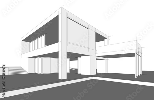 architectural drawing 3d vector illustration