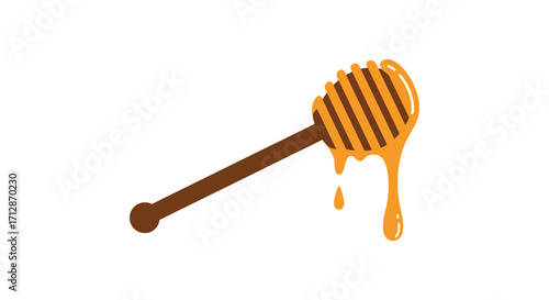 A dripping honey dipper illustration with a simple brown handle