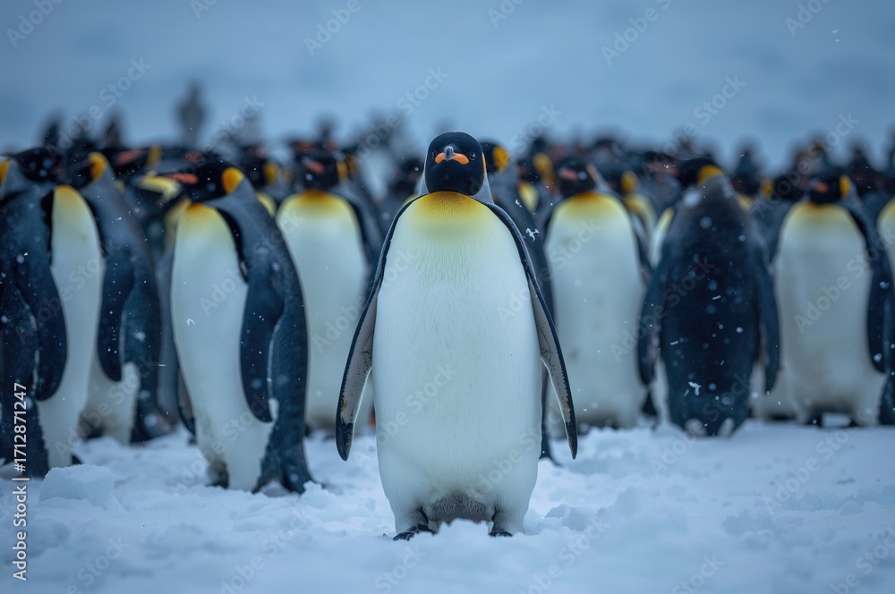 Obraz premium Residing within a group of Emperor penguins