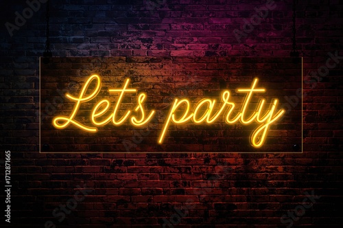 Wallpaper Mural Celebrate with a Bright Yellow Neon Glow on a Brick Background Torontodigital.ca