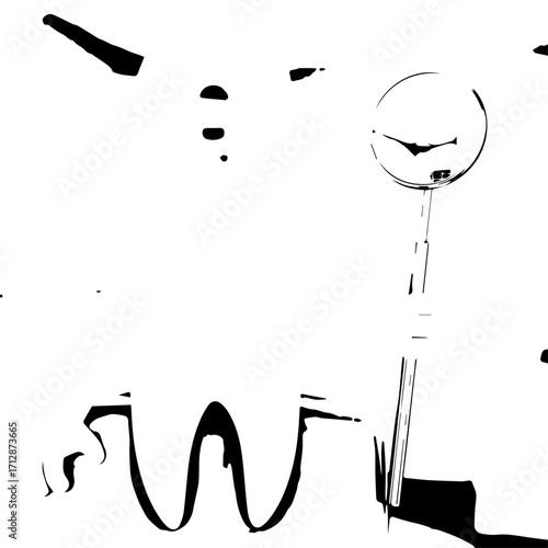 Elegant Black and White Surgical Instrument with Circular Head and Long Handle.