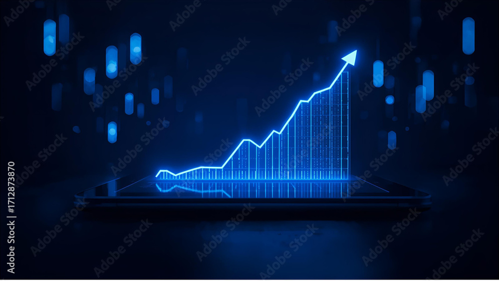 Naklejka premium Rising Stock Market Digital Display