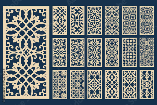 Laser cut decorative panel collection 1x2 featuring ornamental filigree for decorative panel usage