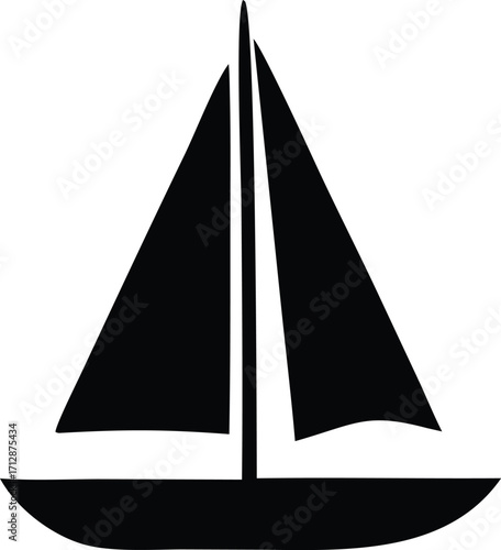 Classic silhouette of a sailboat with full sails ready for an oceanic adventure across open waters