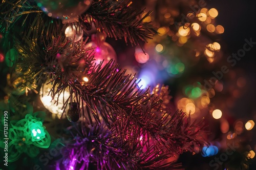 Wallpaper Mural Close-up of vibrant Christmas tree ornaments shining in multiple colors Torontodigital.ca