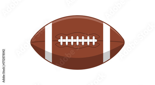 A detailed illustration of a classic brown american football with white stripes