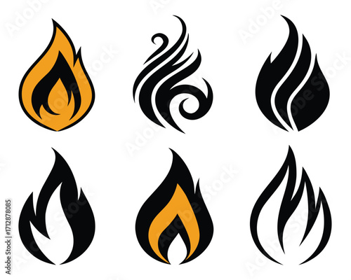Collection of Creative Fire Flame Vector Illustrations for Graphic Design Projects