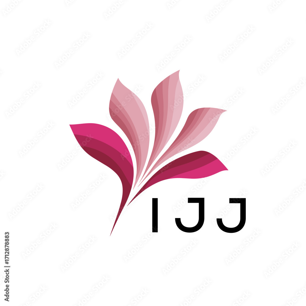 Obraz premium IJJ Creative Nature-Inspired Logo Concept Isolated on White, IJJ Later Logo, Minimalist Floral Branding Illustration in Pink Shades. 