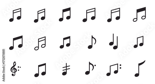 Assorted musical notes and symbols create a rhythmic visual experience silhouette