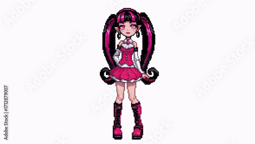 Fotografie Girl in pink pixel art draculaura fun art Monster high