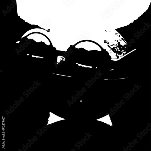 Silhouette of a Stylish Spectacled Face with Bow Tie Artistic Design.