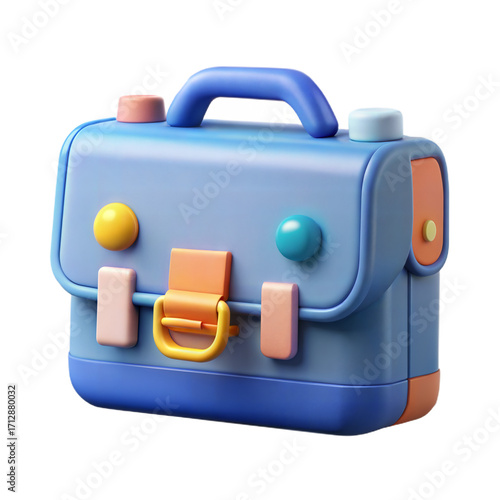Cute blue briefcase icon representing education business and finance concepts