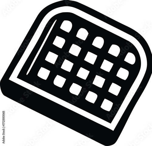 Simple black and white icon of a waffle indicating breakfast food and delicious sweet treat