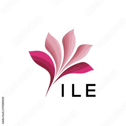 ILE Creative Nature-Inspired Logo Concept Isolated on White, ILE  Later Logo, Minimalist Floral Branding Illustration in Pink Shades.
